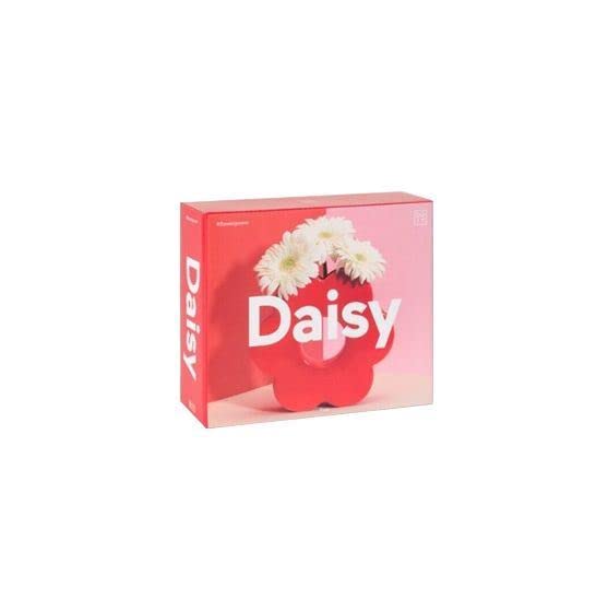 DOIY - Modern Decorative Vase - Daisy Shape Design - Made with Ceramic - Vase for Flowers - Decorative Vase - Red - 5x20x18cm
