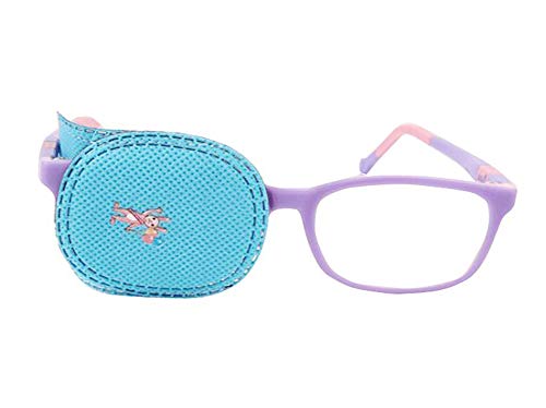 6PCS Blue Fibre Eye Mask Shading Reusable One Eye Patch Strabismus Corrected Amblyopia Sponge Eye Paste Visual Recovery Cover Pads Blinders Eyeglasses Accessories for Children Kids Girls Boys - Thumbnail 2
