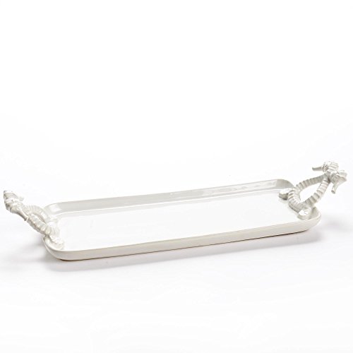 Tray with sea horse handles ceramic decorative tray