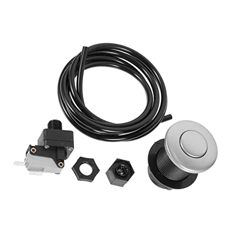 EXHUMKY Stainless Steel Air Switch for Bathtub Garbage Disposal Kit Pneumatic Disposal Button Hose Food Waste Parts Compatible Standard Installations