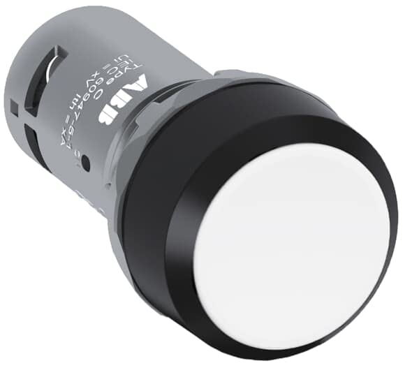 ABB CP1-10W-10 Compact Pushbutton, Momentary, Flush, White, Non-Illuminated, Black Plastic, 1NO (ABB1SFA619100R1015)