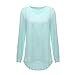 Chenghe Women Casual Chiffon Shirt Loose Long Sleeve Pleated Top Blouse Green M