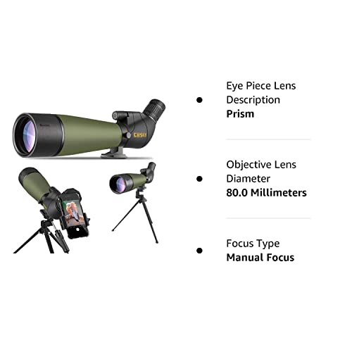 Gosky Updated 2060x80 Spotting Scopes with Tripod, Carrying Bag and