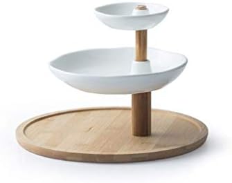 CJTMY Fruit Dish - 3-Tier Cupcake Stand Dessert Plates Ceramic Fruit Plate Home Double-layer Afternoon Tea Snack Cake Rack