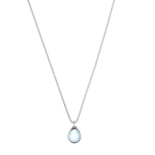 Halskette S925 Sterling Silber Halskette Mondstein Wassertropfen Kurze Schlüsselbein Kette Einfacher Schmuck 39 + 5 Cm