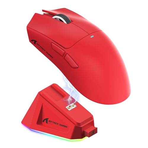 ATTACK SHARK X11 Gaming Mouse mit Magnetic Charging Dock, PixArt PAW3311 Gaming Sensor, BT/2.4G Wireless/Wired Gaming Mouse, 22000 DPI, Office Mice Ga