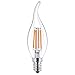 6 Pack 4W/6WLED Filament Candle Light Bulb, Warm White 2700K, E12 Candelabra Base, Flame Shape Bent Tip 40W Incandescent Equivalent 001