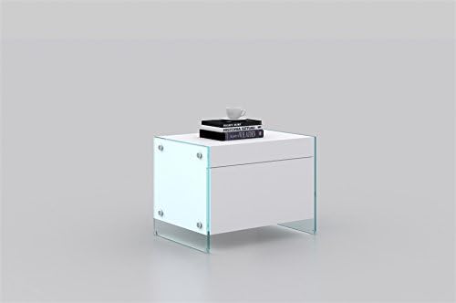 Casabianca Furniture Il Vetro Collection Lacquer Nightstand/End Table, White