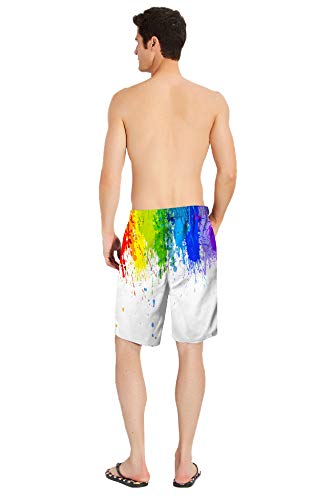 Belovecol Summer Mens Swim Trunks for Teens Boys Juniors 3D Printed Colorful Graphic Board Shorts S - Thumbnail 4