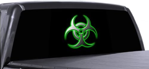 VuScapes - 757-SZA- BIOHAZARD GREEN STEEL  Rear Window Truck Graphic - decal suv view thru vinyl