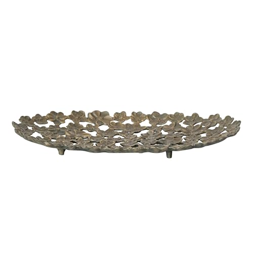 Creative Co-Op Cast Aluminum Flower Tray with Cut-Outs, Antique Gold Finish