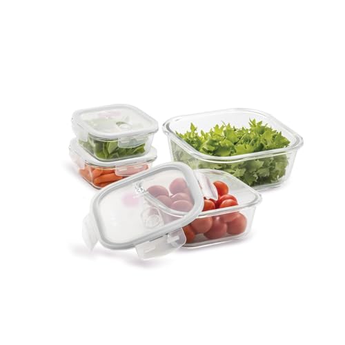 Electrolux Kit 4 Potes Herméticos de Vidro com Tampa de Plástico com Silicone, 0,35L, 0,50L e 0,80L