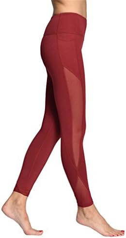 FITN Women Yoga Compression Pants Mesh Leggings Pants Elastic Tights Sexy Yoga Fitness Leggings Red M