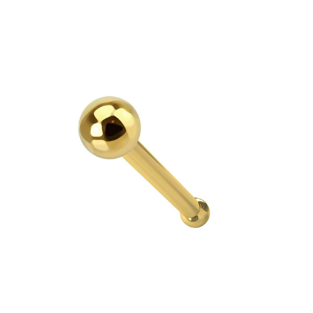 MONSTER PIERCING 9K Yellow Gold Nose Stud 1MM Plain Top Ball 22 Gauge Nose Bone