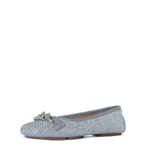 Donald Pliner Women’s Raya Ballet Flat, Denim-Raffia, 6.5