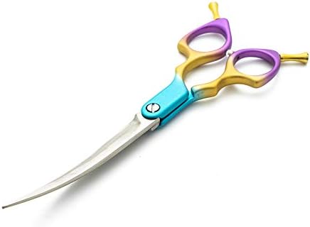 TIJERAS 6.5 Inch Blue Curved Professional Dog Grooming Shears Curved Scissors Light Weight Multicolor Japan 440C