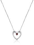 Sterling Silver and Gemstone Heart Pendant Necklace (1/6 cttw)
