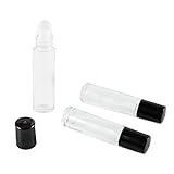 Clear Empty (.33 Fl. Oz/10 ml) Plain Glass Container Tubes Roll-On Bottles with Ball Tips and Black Caps for Homemade Lip Care Products, Cosmetic Gifts, Perfumes (12 Pack) by Super Z Outlet