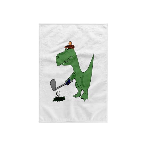 3D Rose TWL_203784_1 Funny Green Trex Dinosaur Playing Golf, 15" x 22"