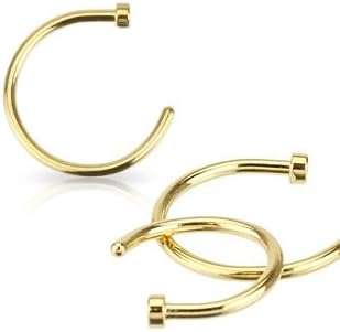 PiercedOff Gold Tone IP over 316L Surgical Steel Nose Hoop - Thickness 20GA (0.8mm) / Diameter 8mm, 20GA (0.8mm) Thick / 8mm Diameter - Image 3