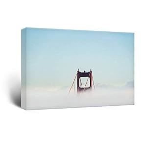 Canvas Wall Art - Golden Gate Bridge Among The Fog - Giclee Print Gallery Wrap Modern Home Art Ready to Hang - 12x18 inches