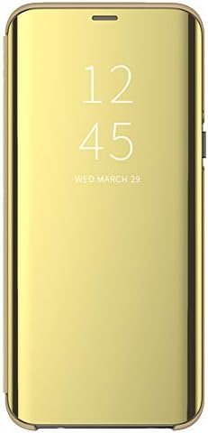 Oppo Realme C1 with Luxury Smart Mirror Flip Slim Stand Full Body Anti-Shock PC+TPU Translucent Protection case, Cover with Oppo Realme C1 Phone case Bracket Function. (Gold)