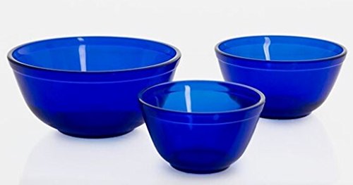 Click Here to See More Images Mixing Nesting Bowls Set of 3 - American Made - Mosser Glass USA (Cobalt Blue)