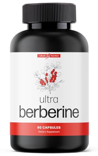 Ultra Berberine Supplement Capsules 600mg (1200mg to 1800mg Daily) – Pure Berberine HCL Supplement to Support Metabolism & Daily Vitality – Vegan, Gluten-Free Diet Supplements (90 Capsules)