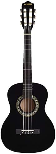 Acoustic Guitar with 3 Nylon and 3 Steel Strings for Beginners, 34" Black