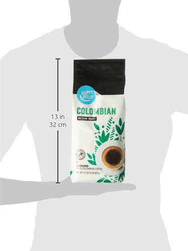 AMAZON BRAND – HAPPY BELLY COLOMBIAN GROUND COFFEE, MEDIUM ROAST, 2 POUND (PACK OF 1)