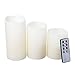 3 Real Wax Flameless Candles with Remote Control- Indoor and Outdoor Battery Operated Flickering LED Flameless Candles- Suitable for Weddings, Parties (Battery not Include)