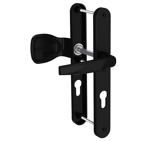 Bricard 77E8081 Set of Handles on Plate Osmosis 2 Bearing Kickstand and Spoiler for Front Door (European Cylinder) Matte Black