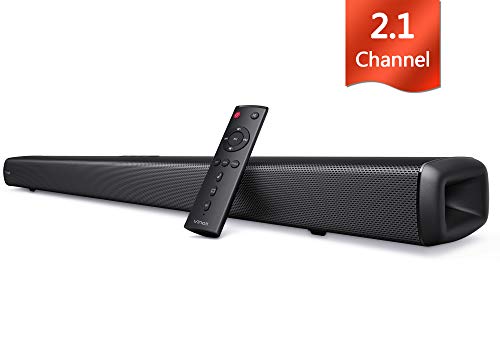 Bluetooth Soundbar for TV, Vinoil 2.1 Channel 35 Inch TV Sound bar with Built-in Subwoofer, 105 dB, 3D Surround Sound, Strong Bass, Remote, Optical AUX Coaxial Cable Included
