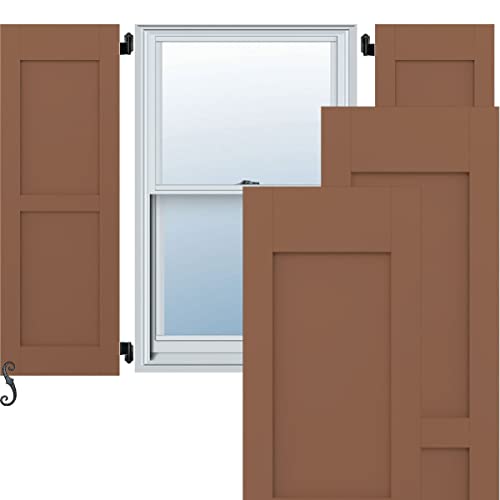 15"W x 78"H Americraft Two Equal Flat Panel Exterior Real Wood Shutters (Per Pa…
