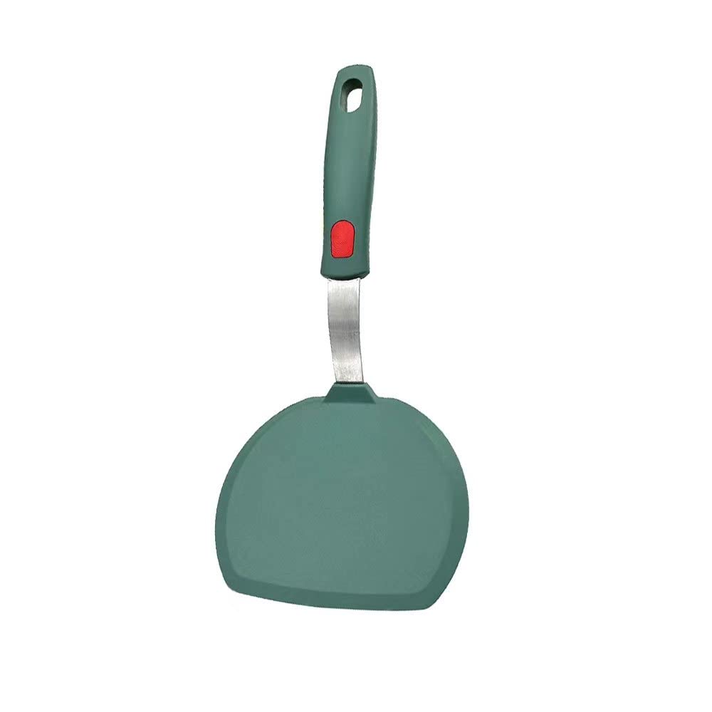 Tenta Kitchen Silicone Turner Spatula- Non-Stick Cookware Safe Wide Pancake Turner for Cooking & Baking- 600°F Heat Resistant Green
