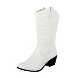 West Blvd Miami Cowboy Western Boots, White Pu, 8