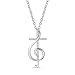 Prjewel Music Note Cross Necklace for Women (925 Sterling Silver) Treble Clef Pendant Necklaces, 16