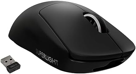 Logitech G PRO X SUPERLIGHT Wireless Gaming Mouse, Ultra-Lightweight, HERO 25K Sensor, 25,600 DPI, 5 Programmable Buttons, Long Battery Life, Compatible with PC / Mac - Black