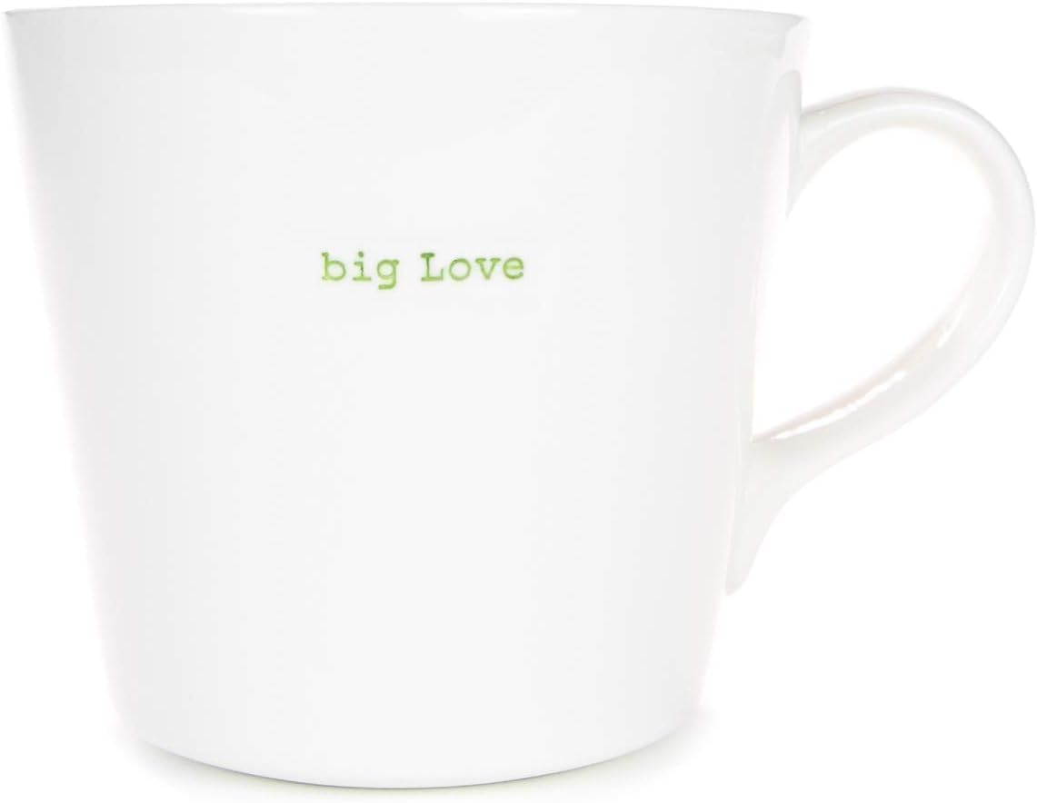 Keith Brymer Jones - Word Range - Large Ceramic White Mug - Big Love (Green) - 500ml - Gift Boxed