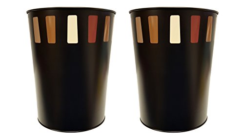 Set of 2 spice metal wastebasket trash cans with decal …
