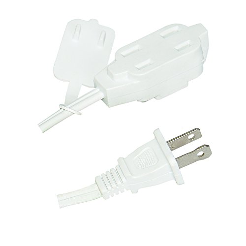 16 AWG 2 Prong Extension Cord (3 Outlet Extension Cord) with Tamper Guard White in 6 Feet