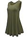 JollieLovin Women's Tank Tops Plus Size Sleeveless Tunic Crew Neck Loose Fit T-Shirt(Army Green,3X)