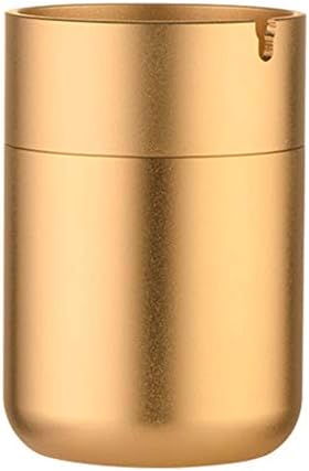 AXIANQI Ashtray Aluminum Alloy Car Ashtray Metal with Cover Solid Color Multi-Function Ashtray 7.0 * 10.4 cm Easy to Clean Ashtray (Color : Gold)