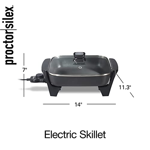 Proctor Silex Electric Skillet with Lid, 116 sq. in. Nonstick Cooking