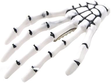 AngelaKerry 2pcs White Skeleton Hand Bone Hair Clip Hairpins for Halloween Party (Pack of 2pcs - White Color)