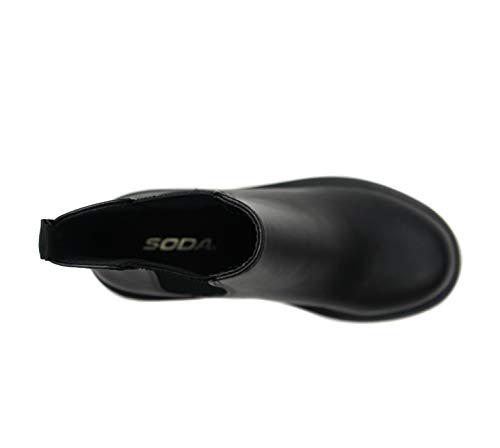 SODA-Pilot-Women-Lug-Sole-Low-Heel-Chelsea-Fashion-Ankle-Bootie-wDouble-Elastic-Gore