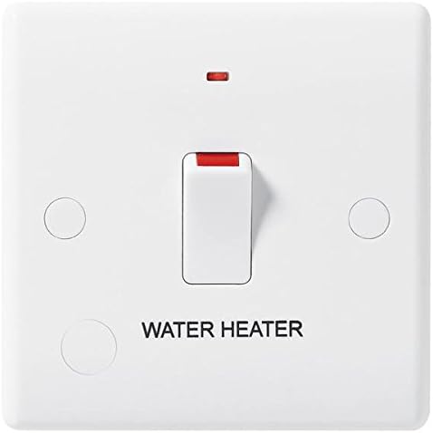 BG Electrical Single Switch with LED Indicator and Flex Outlet for Water Heater Double Pole, Round Edge, Nexus 800 Series
