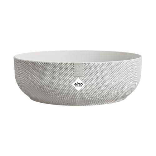 Elho Jazz Bowl 28 - Pot de Fleur Interieur - Plastique 100% Recyclé - Ø 27.5 x H 9.0 cm - Blanc/Blanc Soie