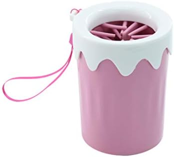 gdwiuv7 New Dog Paw Cleaner Pet Cleaning Portable Brush Cup Dog Foot Cleaner Feet Washer (Pink)
