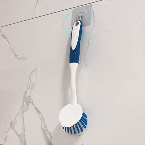 PHYEX 2-Pack Kitchen Round Scrub Brush for Cleaning Dishes Pots Pan Sink and Bathroom with Comfortable Long Handle - Thumbnail 6